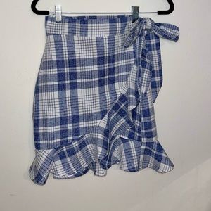 SOME DAYS LOVIN blue and white plaid cross skirt